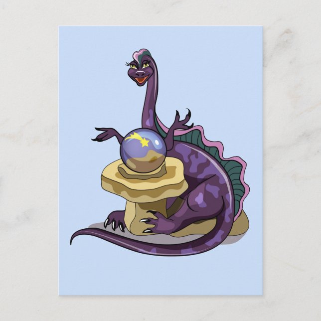 Illustration Of A Plateosaurus Fortune Teller. Postcard (Front)
