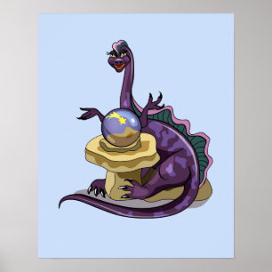 Illustration Of A Plateosaurus Fortune Teller. Poster
