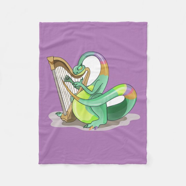 Illustration Of A Plateosaurus Playing The Harp. Fleece Blanket (Front)