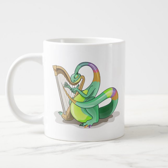 Illustration Of A Plateosaurus Playing The Harp. Giant Coffee Mug (Left)
