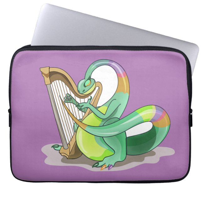 Illustration Of A Plateosaurus Playing The Harp. Laptop Sleeve (Front)