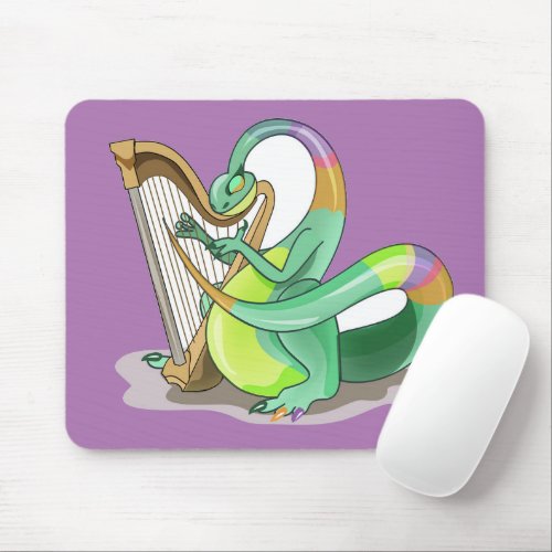 Illustration Of A Plateosaurus Playing The Harp Mouse Pad