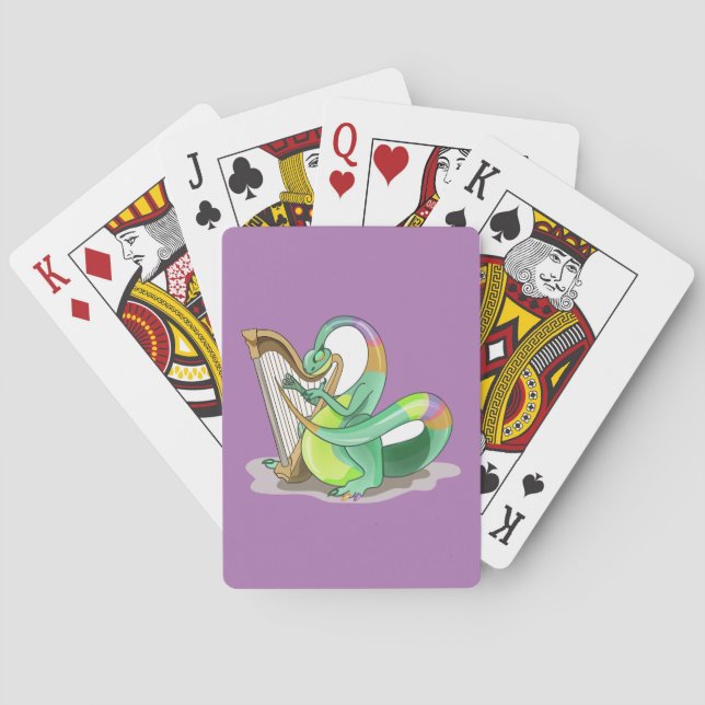 Illustration Of A Plateosaurus Playing The Harp. Poker Cards (Back)