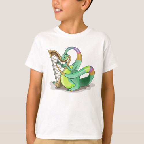 Illustration Of A Plateosaurus Playing The Harp T_Shirt