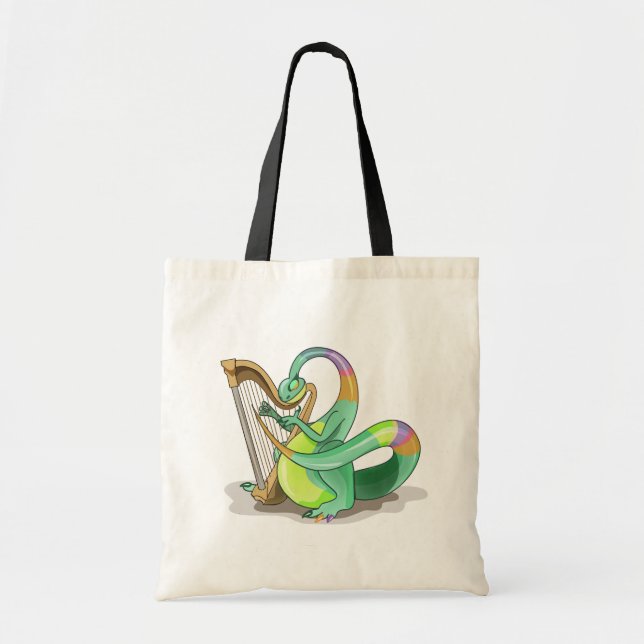 Illustration Of A Plateosaurus Playing The Harp. Tote Bag (Front)