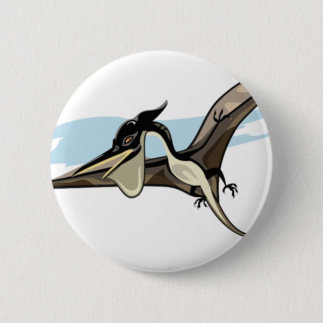 Illustration Of A Pteranodon Dinosaur. Button (Front)