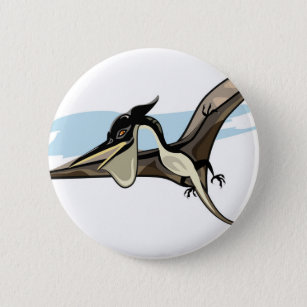 Illustration Of A Pteranodon Dinosaur. Button