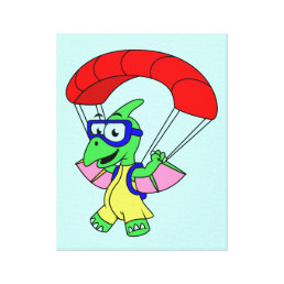Illustration Of A Pterodactyl Parachuting. Canvas Print