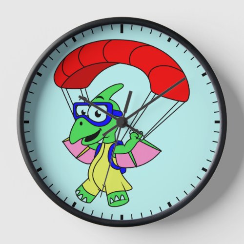 Illustration Of A Pterodactyl Parachuting Clock