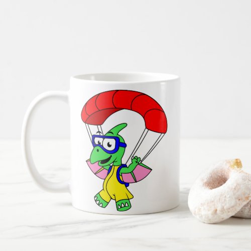 Illustration Of A Pterodactyl Parachuting Coffee Mug