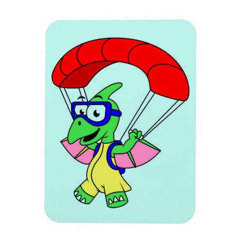 Illustration Of A Pterodactyl Parachuting Magnet