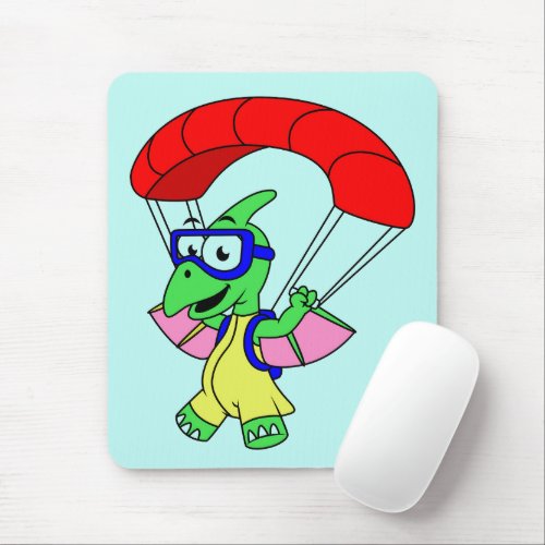 Illustration Of A Pterodactyl Parachuting Mouse Pad