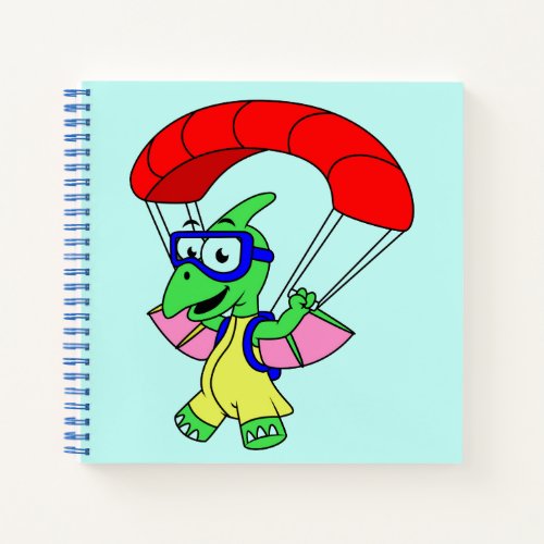 Illustration Of A Pterodactyl Parachuting Notebook