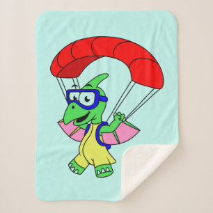 Illustration Of A Pterodactyl Parachuting. Sherpa Blanket