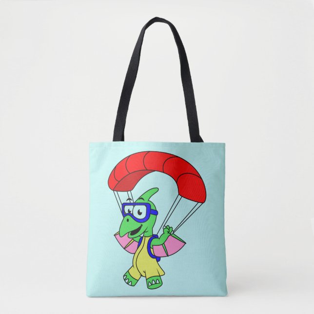 Illustration Of A Pterodactyl Parachuting. Tote Bag (Front)