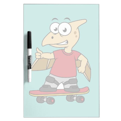 Illustration Of A Pterosaur Skateboarding Dry Erase Board