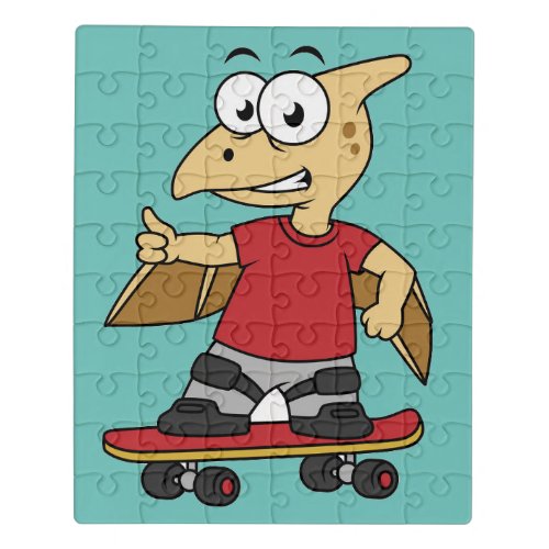 Illustration Of A Pterosaur Skateboarding Jigsaw Puzzle
