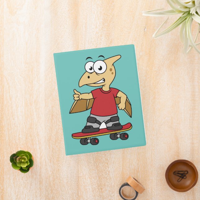 Illustration Of A Pterosaur Skateboarding. Mini Binder (InSitu)