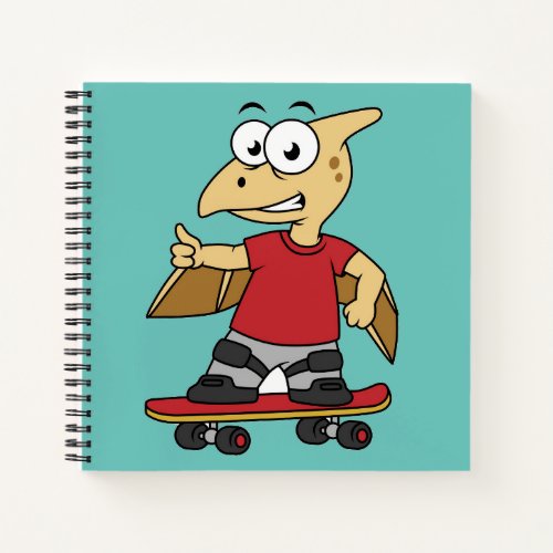 Illustration Of A Pterosaur Skateboarding Notebook
