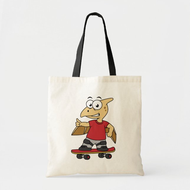 Illustration Of A Pterosaur Skateboarding. Tote Bag (Front)