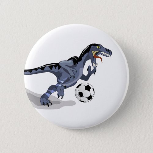 Illustration Of A Raptor Dinosaur Playing Soccer Button