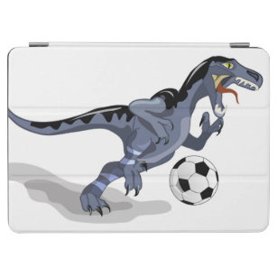 Illustration Of A Raptor Dinosaur Playing Soccer. iPad Air Cover