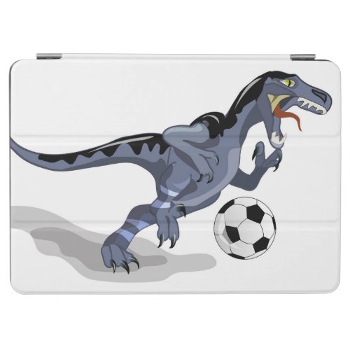 Illustration Of A Raptor Dinosaur Playing Soccer iPad Air Cover