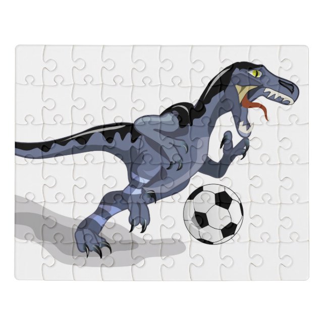 Illustration Of A Raptor Dinosaur Playing Soccer. Jigsaw Puzzle (Puzzle Horizontal)