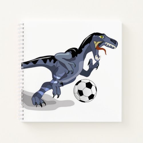 Illustration Of A Raptor Dinosaur Playing Soccer Notebook