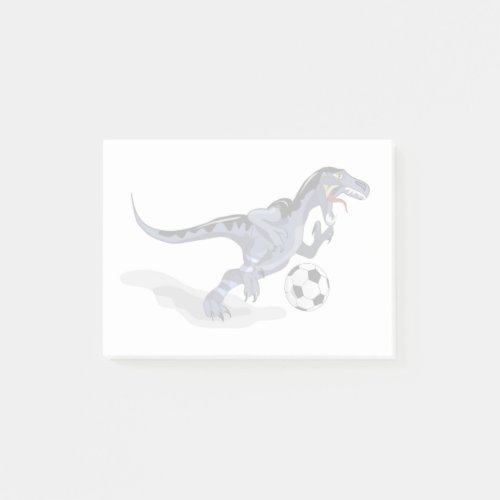 Illustration Of A Raptor Dinosaur Playing Soccer Post_it Notes
