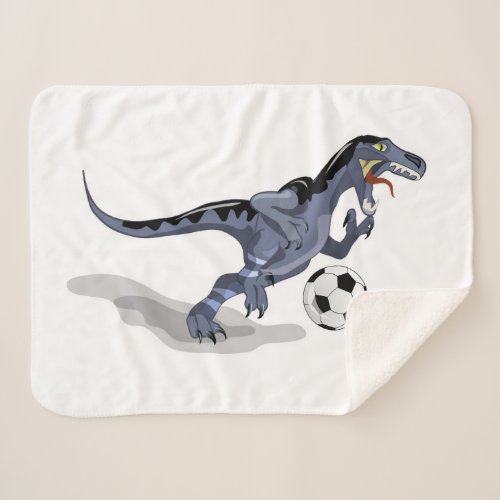 Illustration Of A Raptor Dinosaur Playing Soccer Sherpa Blanket