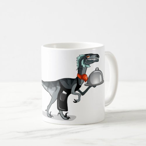 Illustration Of A Raptor Food Waiter Coffee Mug