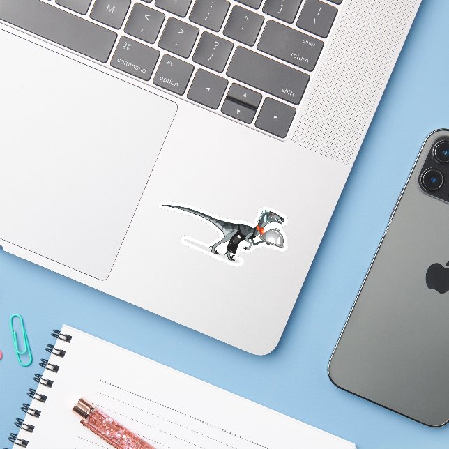 Illustration Of A Raptor Food Waiter. Sticker (Laptop w/ iPhone)