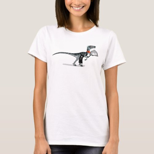 Illustration Of A Raptor Food Waiter T_Shirt