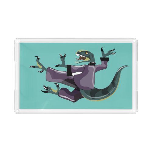 Illustration Of A Raptor Performing Karate Acrylic Tray