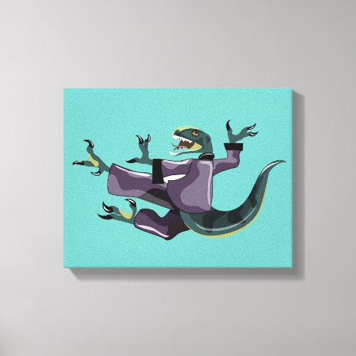 Illustration Of A Raptor Performing Karate Canvas Print