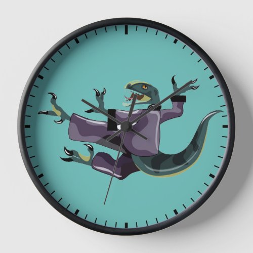 Illustration Of A Raptor Performing Karate Clock