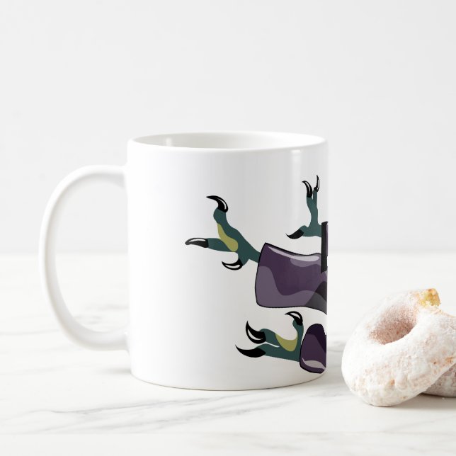 Illustration Of A Raptor Performing Karate. Coffee Mug (With Donut)
