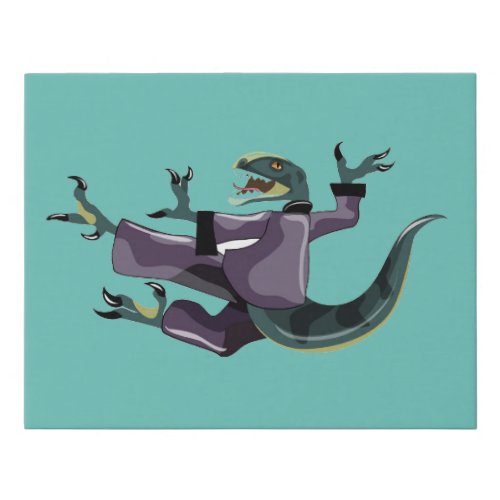 Illustration Of A Raptor Performing Karate Faux Canvas Print