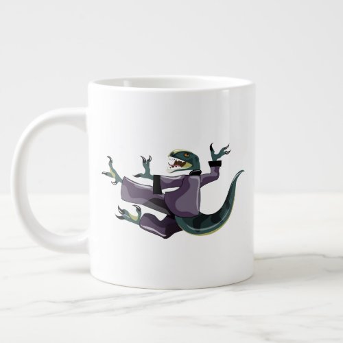 Illustration Of A Raptor Performing Karate Giant Coffee Mug