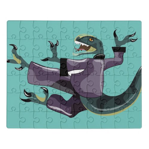 Illustration Of A Raptor Performing Karate Jigsaw Puzzle