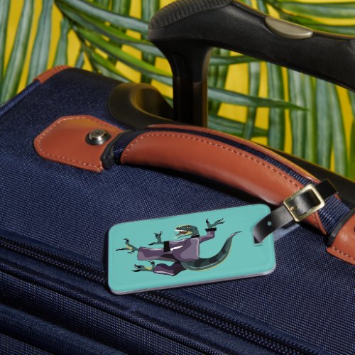 Illustration Of A Raptor Performing Karate Luggage Tag