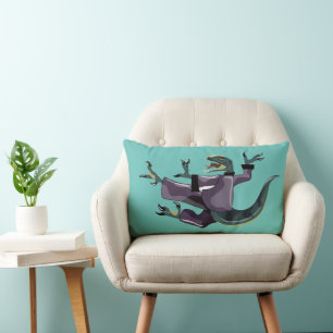 Illustration Of A Raptor Performing Karate. Lumbar Pillow