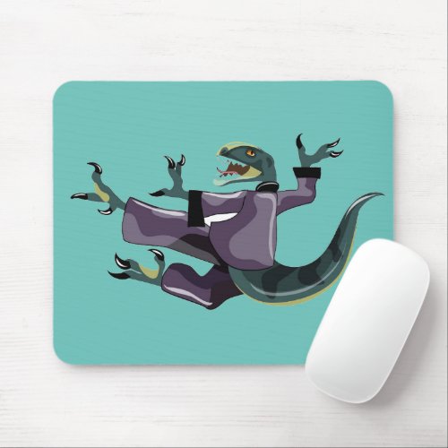 Illustration Of A Raptor Performing Karate Mouse Pad