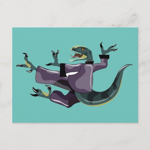 Illustration Of A Raptor Performing Karate Postcard