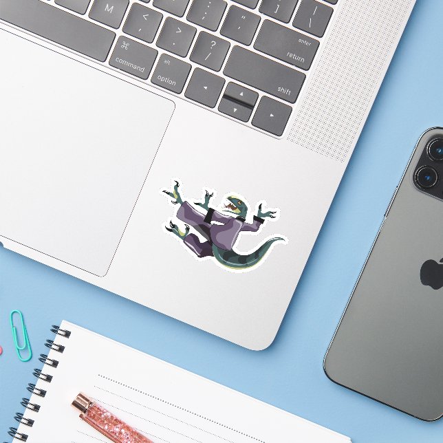 Illustration Of A Raptor Performing Karate. Sticker (Laptop w/ iPhone)