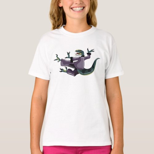 Illustration Of A Raptor Performing Karate T_Shirt