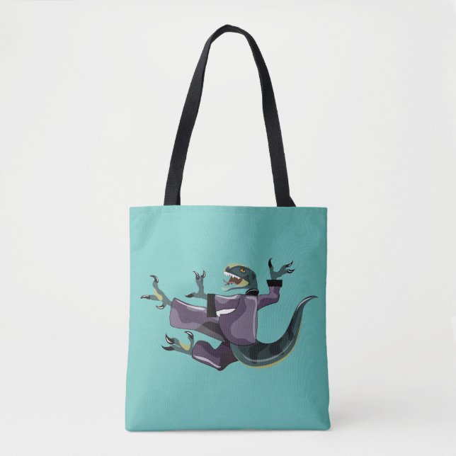 Illustration Of A Raptor Performing Karate. Tote Bag (Front)
