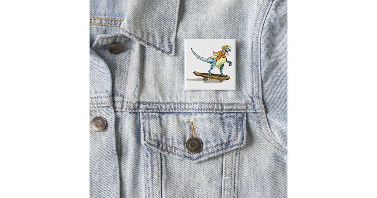 Poverty Button Raptor Illustration Of A Raptor Skateboarding. Button | Zazzle
