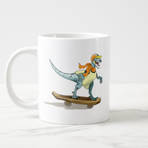 Illustration Of A Raptor Skateboarding Giant Coffee Mug